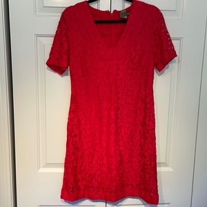 Vibrant Red Lace Dress